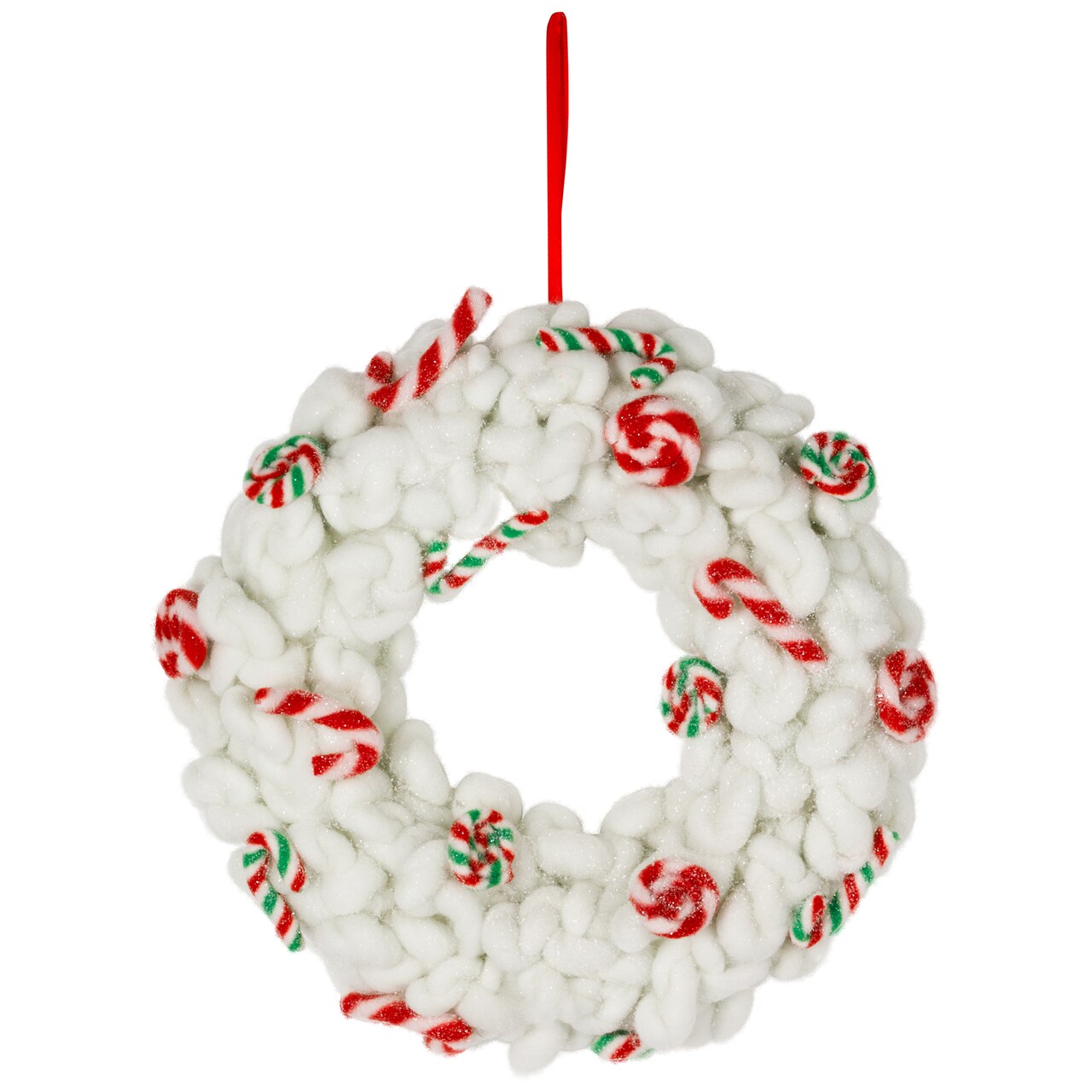 Northlight Plush Peppermint and Candy Canes Christmas Wreath Decoration - 13" - Unlit